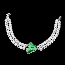 WOMEN CLASSY DESIGN SILVER PLATED BRACELET (GREEN)
