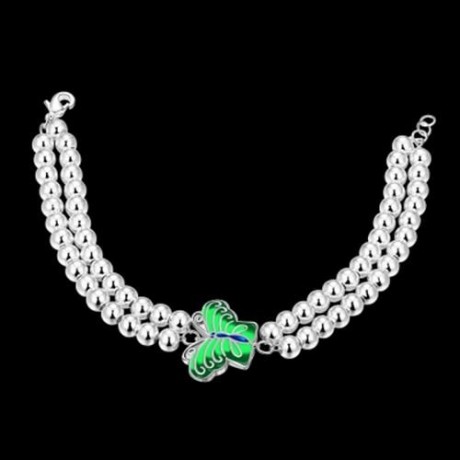 WOMEN CLASSY DESIGN SILVER PLATED BRACELET (GREEN)