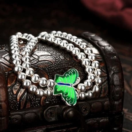 WOMEN CLASSY DESIGN SILVER PLATED BRACELET (GREEN)