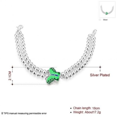 WOMEN CLASSY DESIGN SILVER PLATED BRACELET (GREEN)