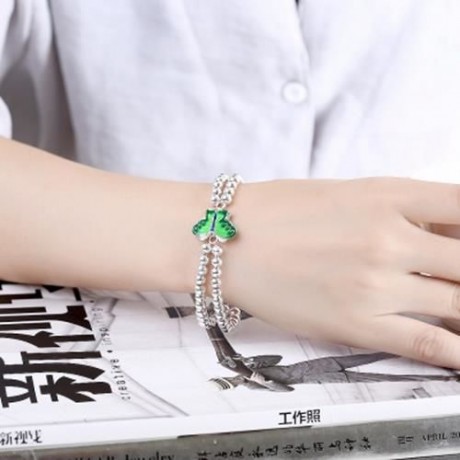 WOMEN CLASSY DESIGN SILVER PLATED BRACELET (GREEN)