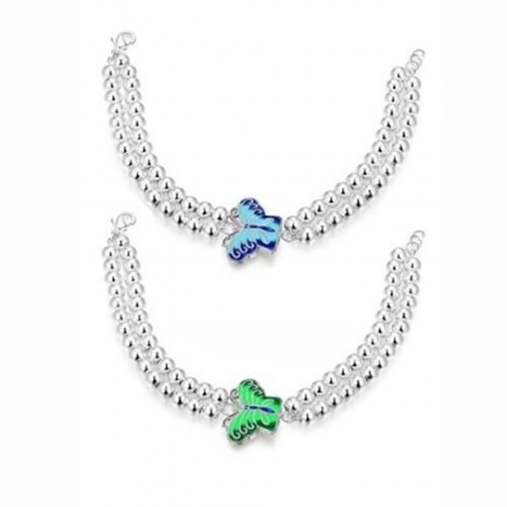 WOMEN CLASSY DESIGN SILVER PLATED BRACELET (GREEN)