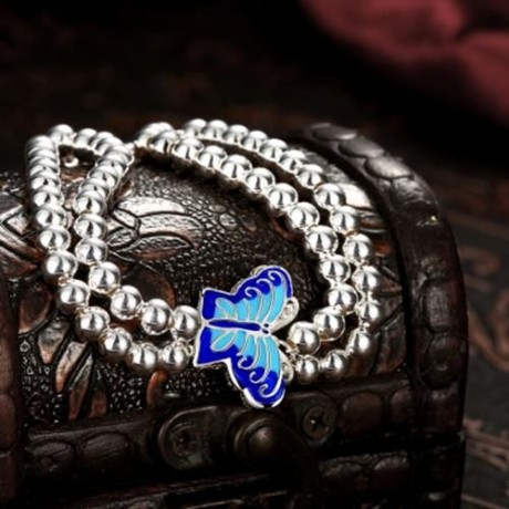 WOMEN CLASSY DESIGN SILVER PLATED BRACELET (BLUE)