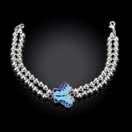 WOMEN CLASSY DESIGN SILVER PLATED BRACELET (BLUE)