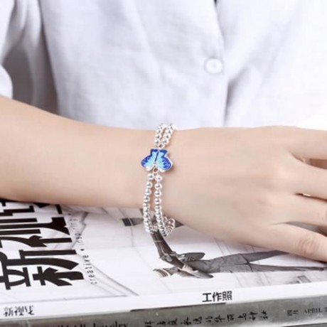 WOMEN CLASSY DESIGN SILVER PLATED BRACELET (BLUE)