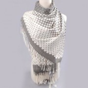 CHARMING MIXED POLKA DOT PRINT GRADIENT COLOR TASSELS SCARF FOR WOMEN (COLOR ASSORTED)
