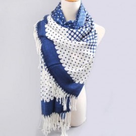 CHARMING MIXED POLKA DOT PRINT GRADIENT COLOR TASSELS SCARF FOR WOMEN (COLOR ASSORTED)