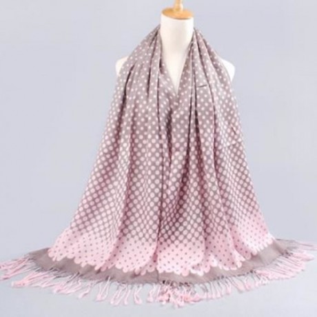 CHARMING MIXED POLKA DOT PRINT GRADIENT COLOR TASSELS SCARF FOR WOMEN (COLOR ASSORTED)
