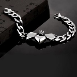 FASHION BAT PATTERN 316L STAINLESS STEEL BRACELET FOR MEN H006  (SILVER)