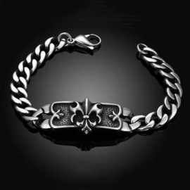 VINTAGE 316L STAINLESS STEEL BRACELET FOR MEN H011  (SILVER)