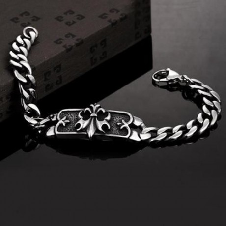 VINTAGE 316L STAINLESS STEEL BRACELET FOR MEN H011  (SILVER)