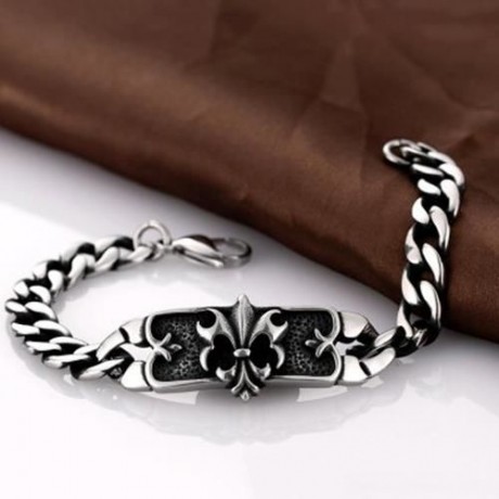 VINTAGE 316L STAINLESS STEEL BRACELET FOR MEN H011  (SILVER)