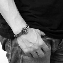316L STAINLESS STEEL BRACELET FOR MEN SPIDER PATTERN H018  (SILVER)