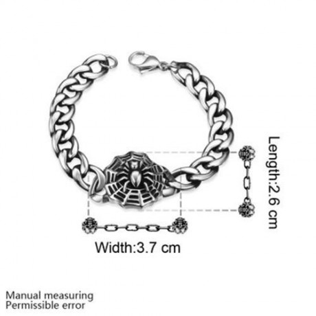 316L STAINLESS STEEL BRACELET FOR MEN SPIDER PATTERN H018  (SILVER)