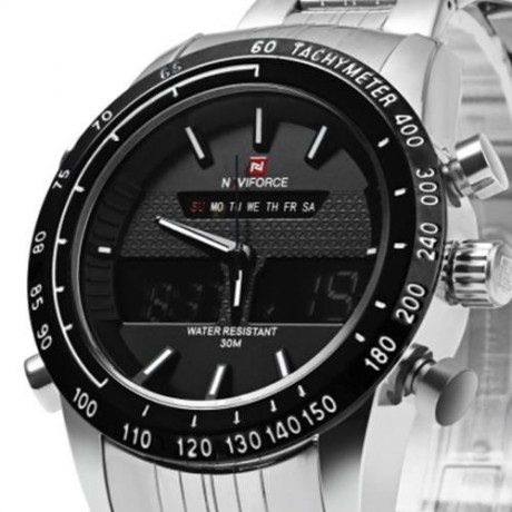 NAVIFORCE NF9024 LUXURY DUAL MOVT MEN QUARTZ WATCH ANALOG DIGITAL LED SPORT WRISTWATCH (WH