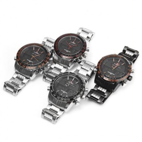 NAVIFORCE NF9024 LUXURY DUAL MOVT MEN QUARTZ WATCH ANALOG DIGITAL LED SPORT WRISTWATCH (WH