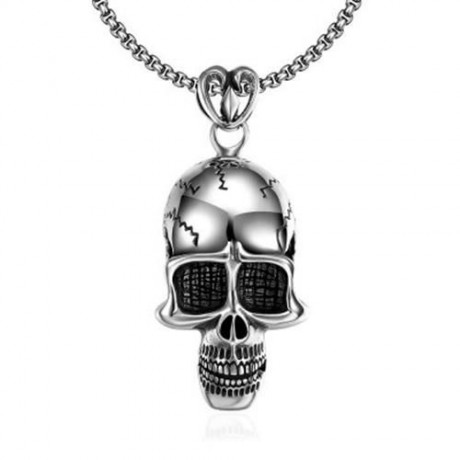 N025 TITANIUM FASHION CHAIN 316L STAINLESS STEEL VINTAGE PENDANT NECKLACE (SILVER GRAY)
