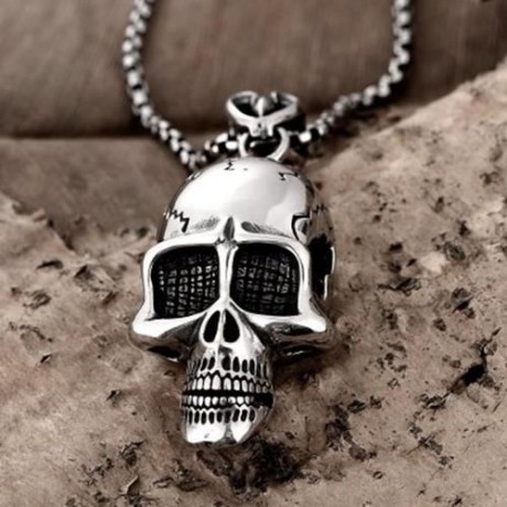 N025 TITANIUM FASHION CHAIN 316L STAINLESS STEEL VINTAGE PENDANT NECKLACE (SILVER GRAY)