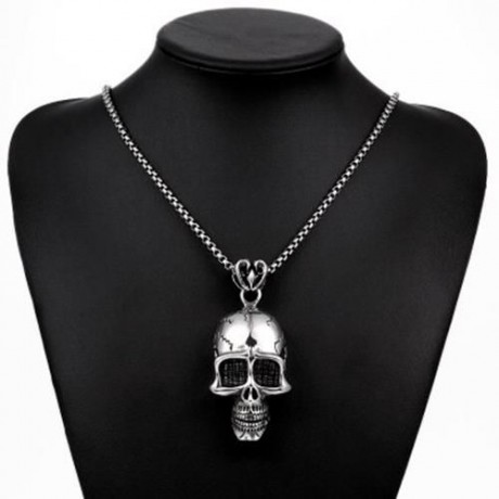 N025 TITANIUM FASHION CHAIN 316L STAINLESS STEEL VINTAGE PENDANT NECKLACE (SILVER GRAY)