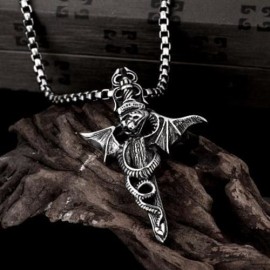 N034 TITANIUM FASHION CHAIN 316L STAINLESS STEEL VINTAGE PENDANT NECKLACE (SILVER GRAY)