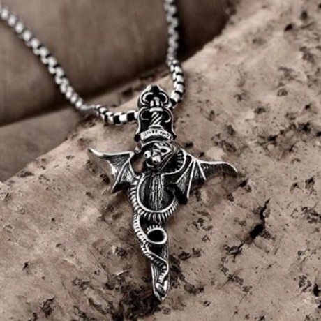 N034 TITANIUM FASHION CHAIN 316L STAINLESS STEEL VINTAGE PENDANT NECKLACE (SILVER GRAY)
