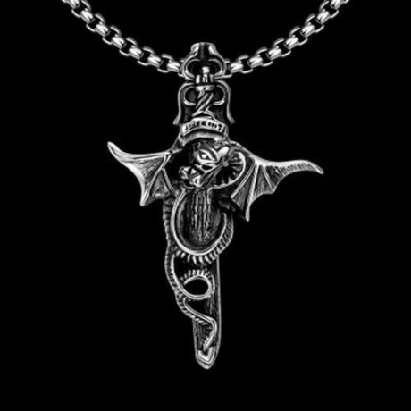 N034 TITANIUM FASHION CHAIN 316L STAINLESS STEEL VINTAGE PENDANT NECKLACE (SILVER GRAY)