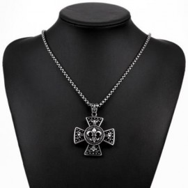 N035 TITANIUM FASHION CHAIN 316L STAINLESS STEEL VINTAGE PENDANT NECKLACE (SILVER GRAY)