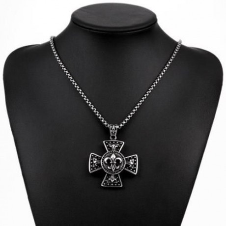 N035 TITANIUM FASHION CHAIN 316L STAINLESS STEEL VINTAGE PENDANT NECKLACE (SILVER GRAY)