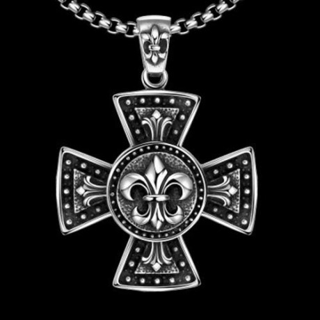 N035 TITANIUM FASHION CHAIN 316L STAINLESS STEEL VINTAGE PENDANT NECKLACE (SILVER GRAY)