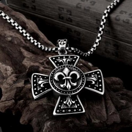 N035 TITANIUM FASHION CHAIN 316L STAINLESS STEEL VINTAGE PENDANT NECKLACE (SILVER GRAY)
