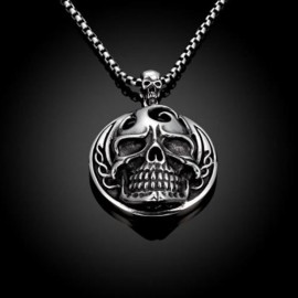 N024 TITANIUM FASHION CHAIN 316L STAINLESS STEEL VINTAGE PENDANT NECKLACE (SILVER GRAY)