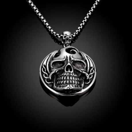 N024 TITANIUM FASHION CHAIN 316L STAINLESS STEEL VINTAGE PENDANT NECKLACE (SILVER GRAY)