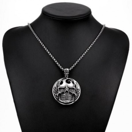 N024 TITANIUM FASHION CHAIN 316L STAINLESS STEEL VINTAGE PENDANT NECKLACE (SILVER GRAY)
