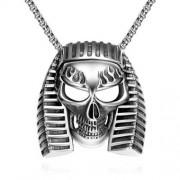 N022 TITANIUM FASHION CHAIN 316L STAINLESS STEEL VINTAGE PENDANT NECKLACE (SILVER GRAY)