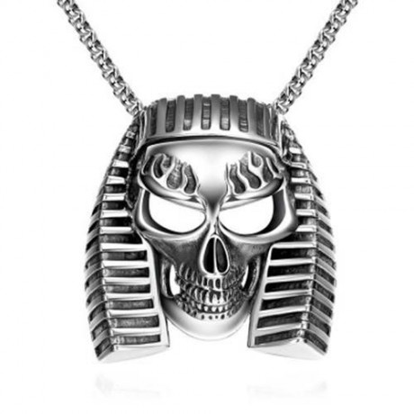 N022 TITANIUM FASHION CHAIN 316L STAINLESS STEEL VINTAGE PENDANT NECKLACE (SILVER GRAY)