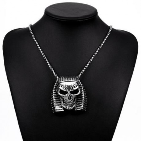 N022 TITANIUM FASHION CHAIN 316L STAINLESS STEEL VINTAGE PENDANT NECKLACE (SILVER GRAY)