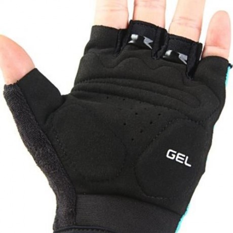 2PCS SAHOO ANTI-SLIP SHOCK-ABSORBING HYDROFUGE HALF FINGER BICYCLE GLOVES WITH GEL PAD (BL