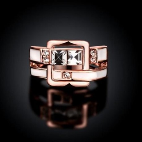 R774-B NICKLE FREE ANTIALLERGIC NEW FASHION JEWELRY 18K GOLD PLATED RING (ROSE GOLD)