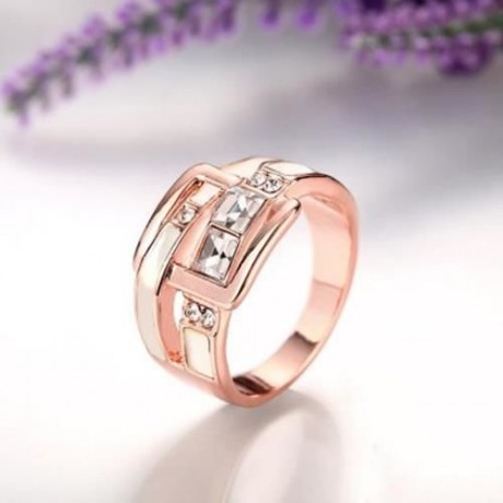 R774-B NICKLE FREE ANTIALLERGIC NEW FASHION JEWELRY 18K GOLD PLATED RING (ROSE GOLD)