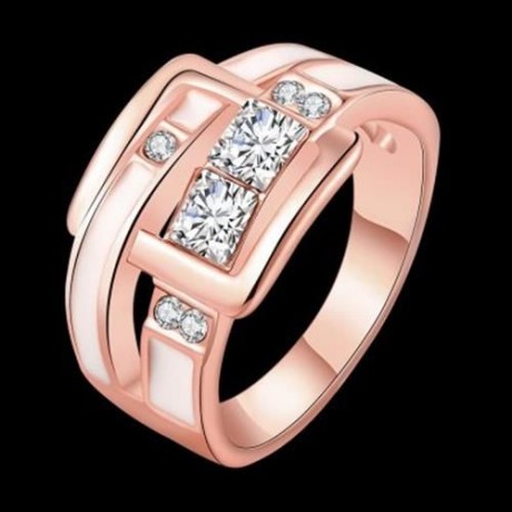 R774-B NICKLE FREE ANTIALLERGIC NEW FASHION JEWELRY 18K GOLD PLATED RING (ROSE GOLD)
