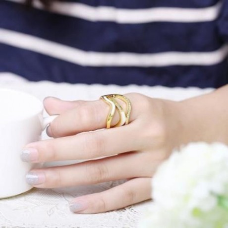 R760-A NICKLE FREE ANTIALLERGIC NEW FASHION JEWELRY 18K GOLD PLATED RING (GOLDEN)