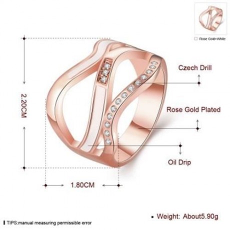R760-B NICKLE FREE ANTIALLERGIC NEW FASHION JEWELRY 18K GOLD PLATED RING (ROSE GOLD)