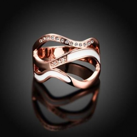 R760-B NICKLE FREE ANTIALLERGIC NEW FASHION JEWELRY 18K GOLD PLATED RING (ROSE GOLD)