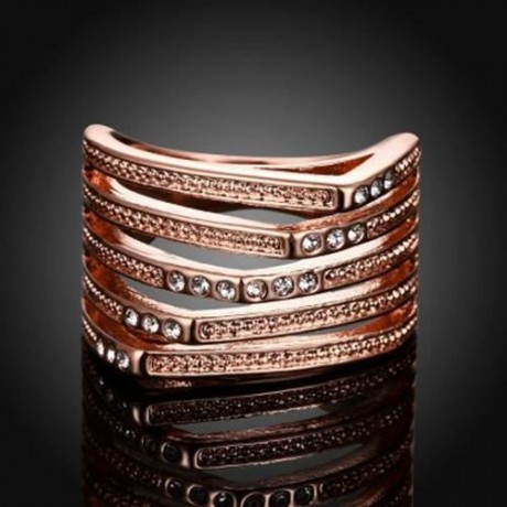 R746-B NICKLE FREE ANTIALLERGIC NEW FASHION JEWELRY 18K GOLD PLATED RING (ROSE GOLD)