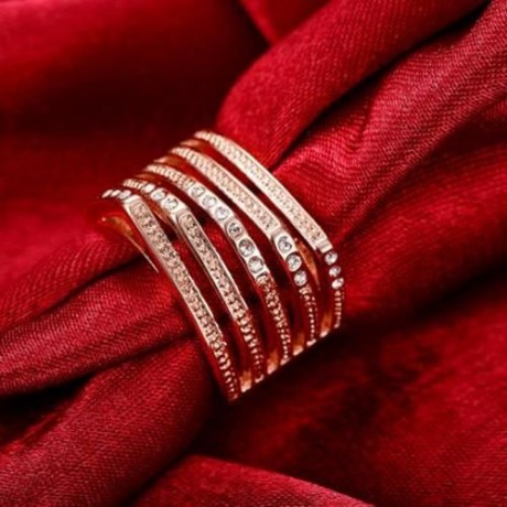 R746-B NICKLE FREE ANTIALLERGIC NEW FASHION JEWELRY 18K GOLD PLATED RING (ROSE GOLD)