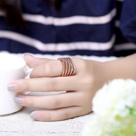 R746-B NICKLE FREE ANTIALLERGIC NEW FASHION JEWELRY 18K GOLD PLATED RING (ROSE GOLD)