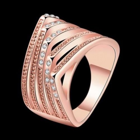 R746-B NICKLE FREE ANTIALLERGIC NEW FASHION JEWELRY 18K GOLD PLATED RING (ROSE GOLD)