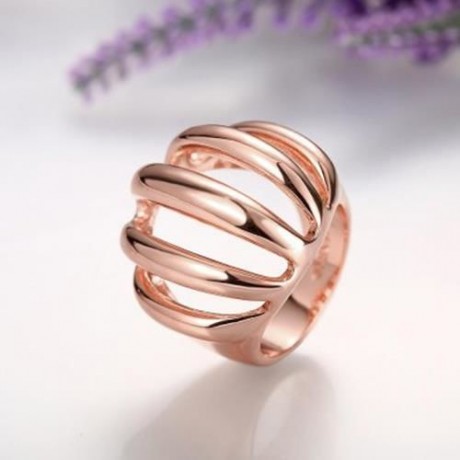 R745-B NICKLE FREE ANTIALLERGIC NEW FASHION JEWELRY 18K GOLD PLATED RING (ROSE GOLD)