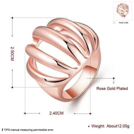 R745-B NICKLE FREE ANTIALLERGIC NEW FASHION JEWELRY 18K GOLD PLATED RING (ROSE GOLD)