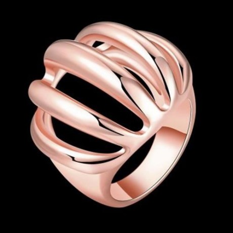 R745-B NICKLE FREE ANTIALLERGIC NEW FASHION JEWELRY 18K GOLD PLATED RING (ROSE GOLD)